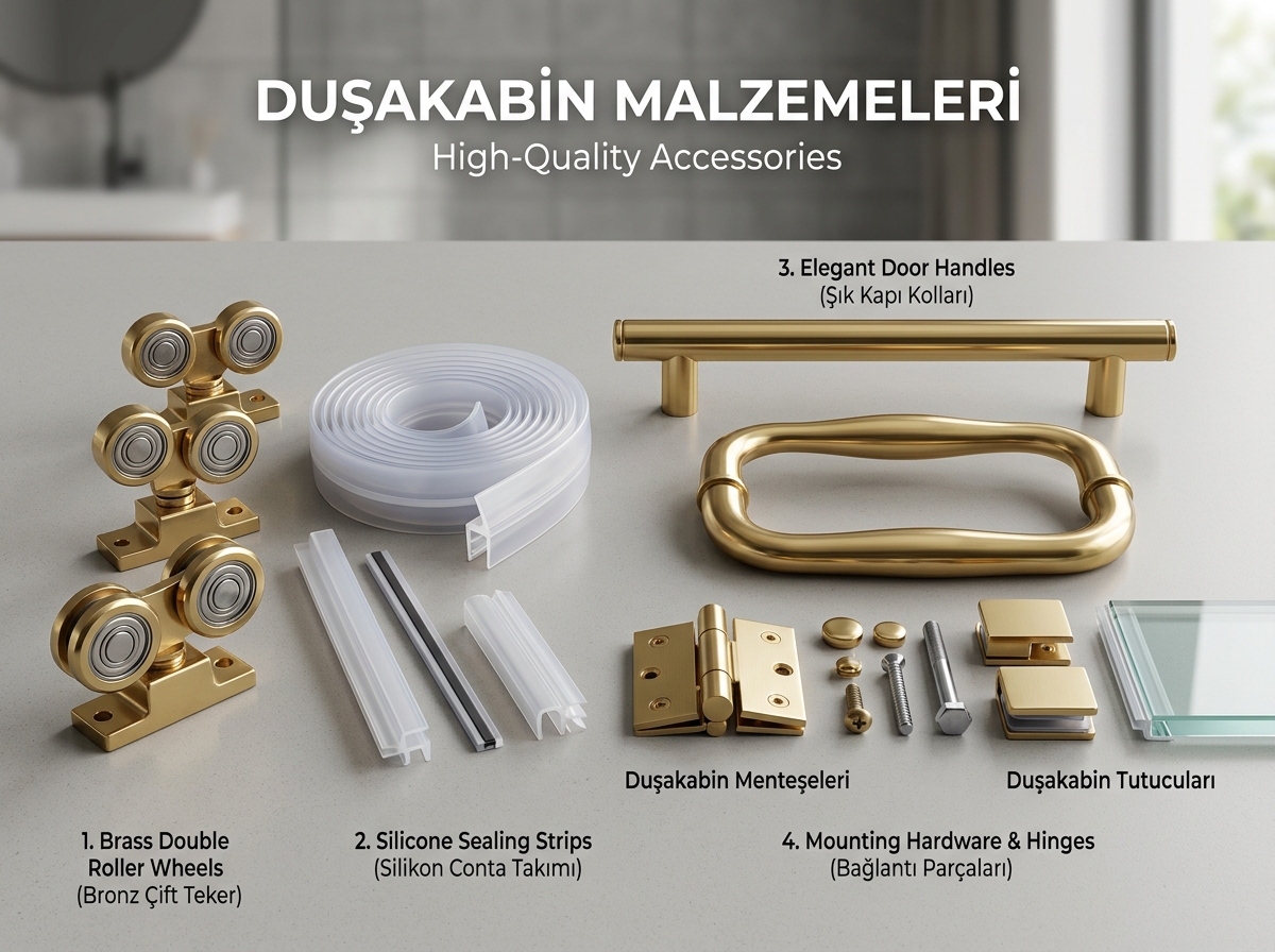 Premium Duşakabin Rulman ve Aksesuar Yenileme Seti